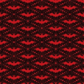 Red Bats on Black Background   