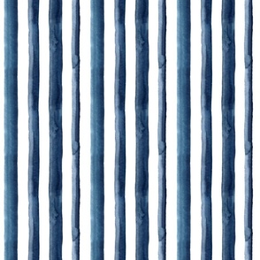 6" Watercolor stripes in dark navy blue - vertical