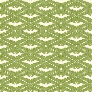 White Bats on Green Background  