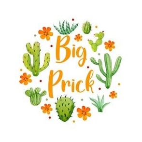  Circle Panel Big Prick Sarcastic Cactus on White for Embroidery Hoop Projects Quilt Squares Iron on Patches