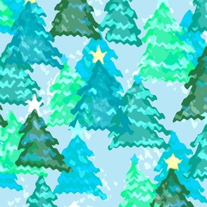 Christmas Trees with Stars 