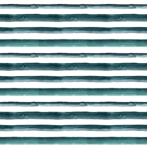 6" Watercolor stripes in dark teal - horizontal 