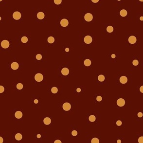 Chinese Bronze Polka Dots on French Puce Background 