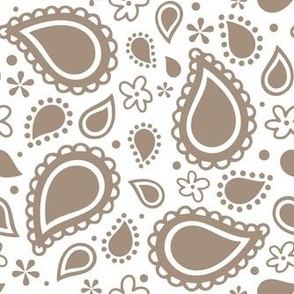 Medium Scale Playful Paisley Bandana Mushroom on White