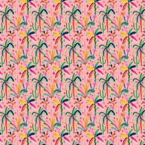 Tiny - Palm springs palm trees-burgundy Retro Pink