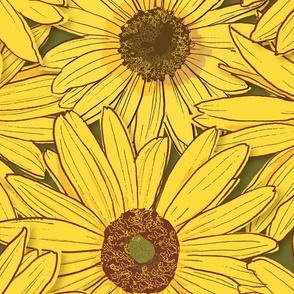 Jumbo Yellow Carpet of Helianthus Sunflowers,   24"