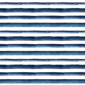 6" Watercolor stripes in dark navy blue - horizontal 