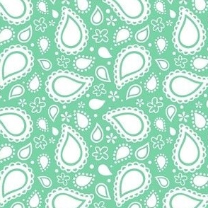 Small Scale Playful Paisley Bandana Buttercup White on Jade