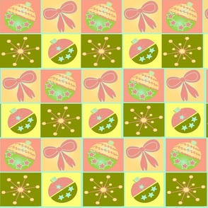 COLORFUL CHRISTMAS SQUARES PINK AND YELLOW
