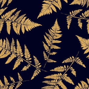 Golden fern on midnight blue