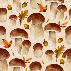 Fall porcini boletus mushroom cute fall autumn watercolor 