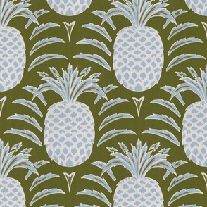 tropical coastal pineapple scallop // chambray blue and olive green
