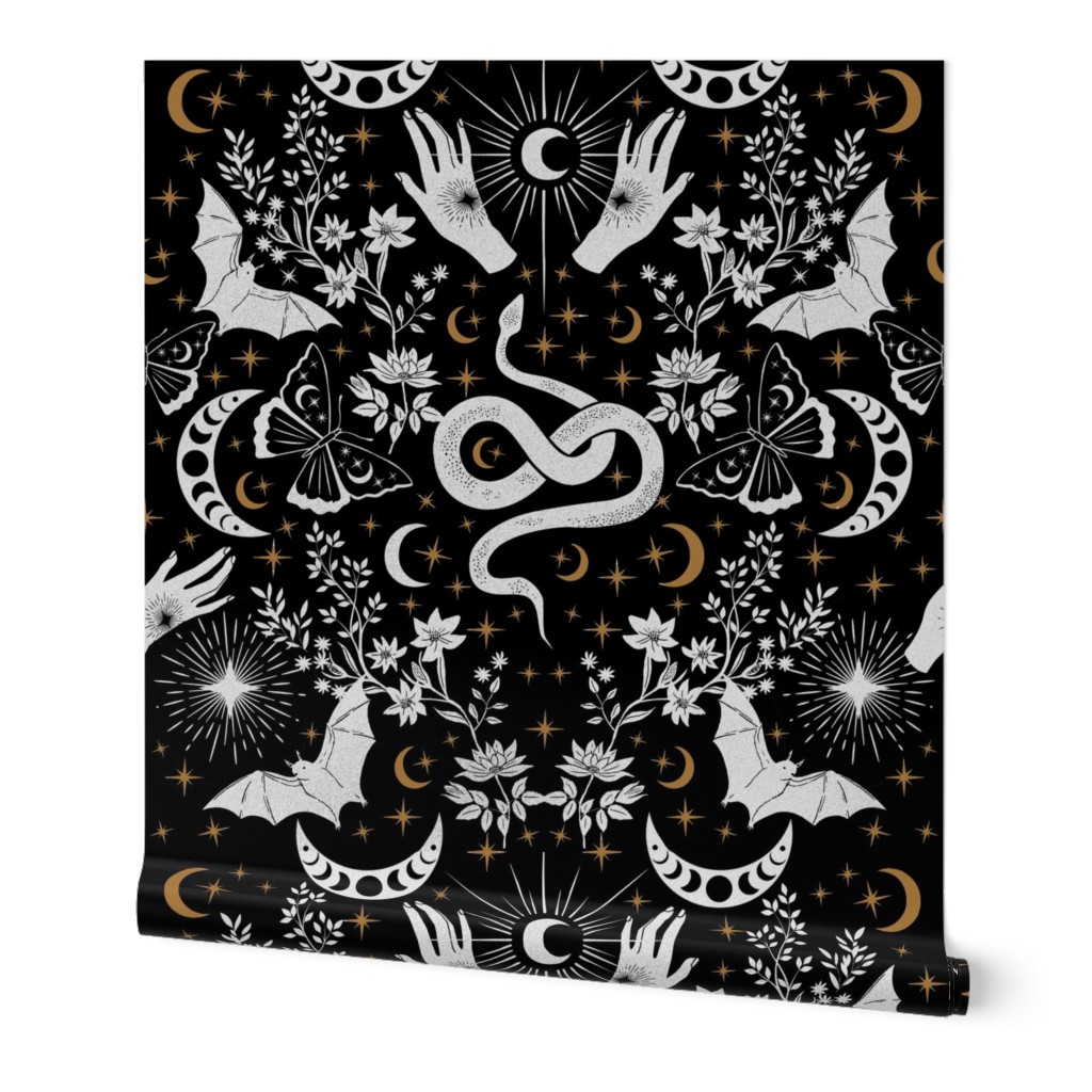 Whimsical Gothic Botanical Tale Cosmic Halloween Wallpaper 