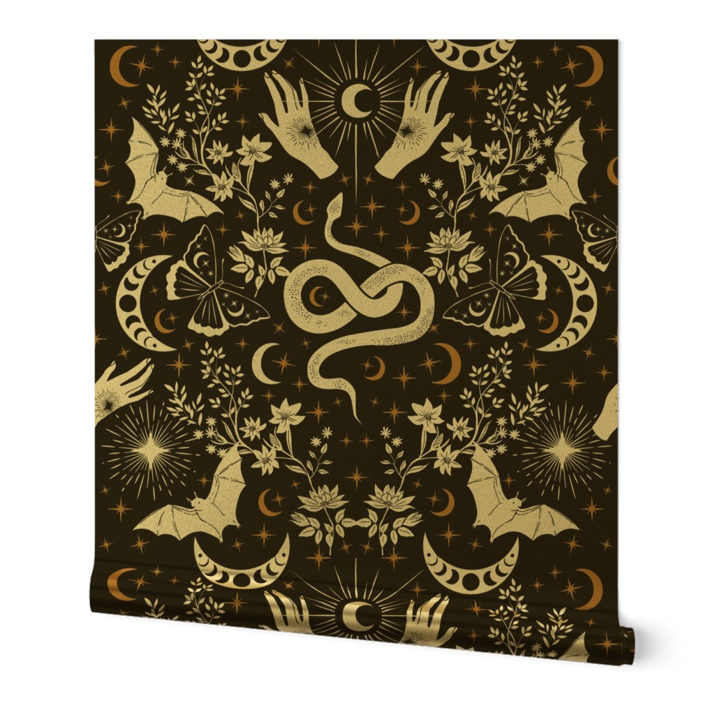 Whimsical Gothic Botanical Tale Cosmic Halloween Wallpaper 