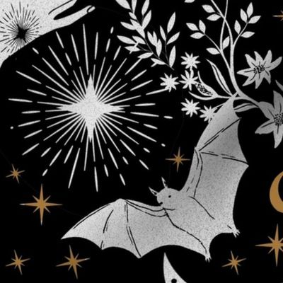 Whimsical Gothic Botanical Tale Cosmic Halloween Wallpaper 