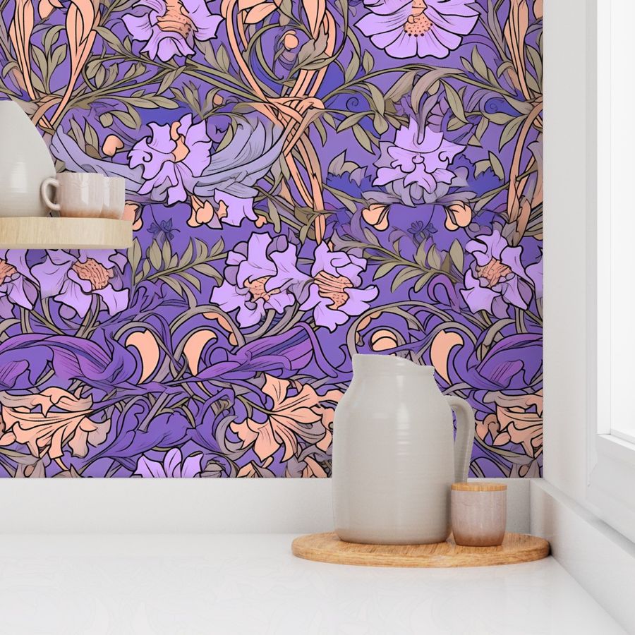 Art Nouveau pattern inspiration,William Wallpaper | Spoonflower