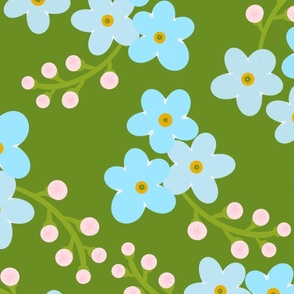 (L) Forget-me-not flowers on green 