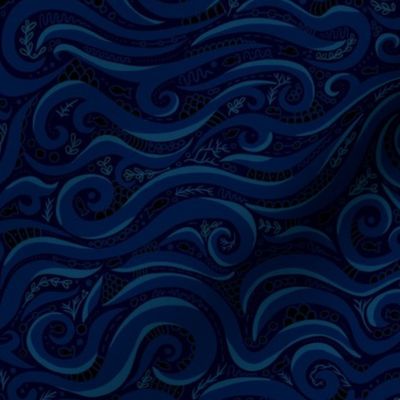 navy swirls waves