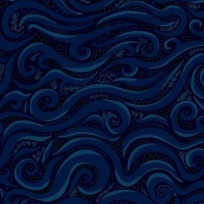 navy swirls waves