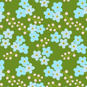 (M) Forget-me-not flowers on green 