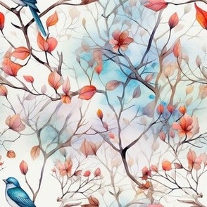Flowers and birds pattern