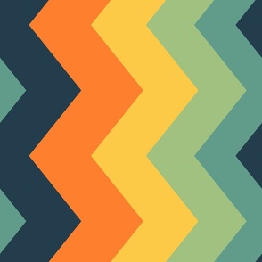 Blue, Green, orange and yellow Chevron