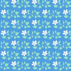 Flower Pattern on Blue