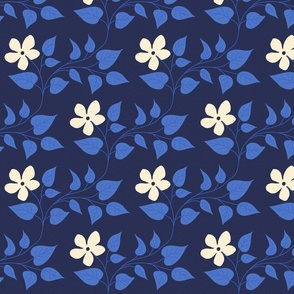 Flower Pattern on Dark Blue Background