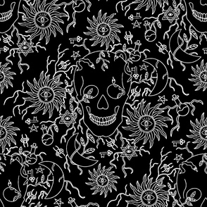 Halloween black gothic damask