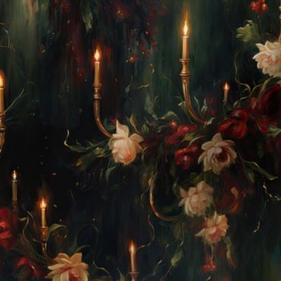 Gothic floral candles