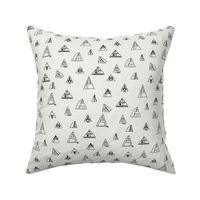 A-frame Cabin Line Art in Charcoal Gray on a NEW Beige Cream // small
