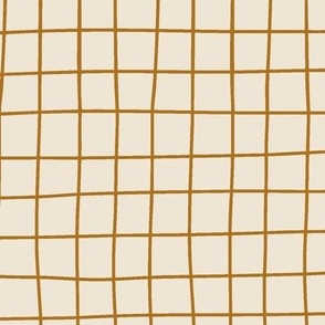 Handdrawn Grid in Mustard Yellow and Cream