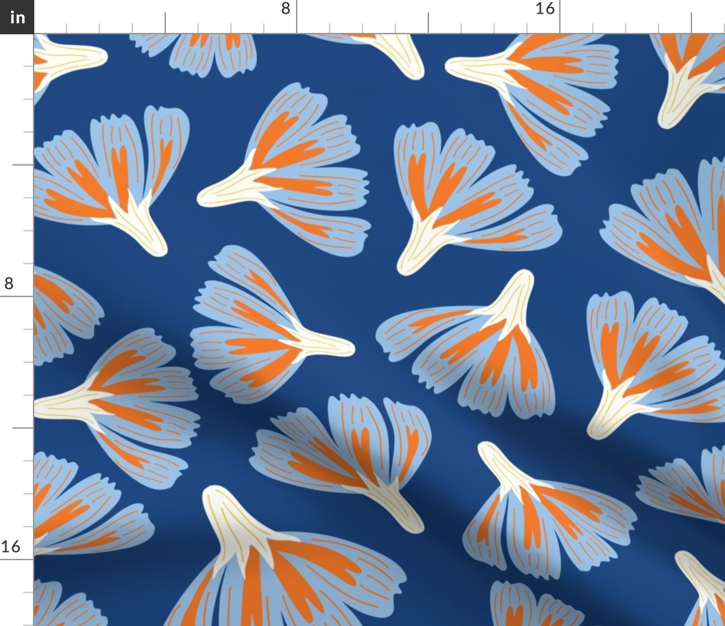 Navy Orange Floral