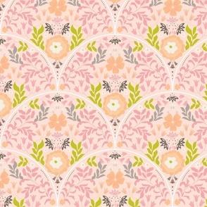 Peach and Pink Floral Scallop