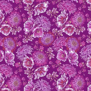 EMILY PAINTED TROPICAL FLORAL- PURPLE SML