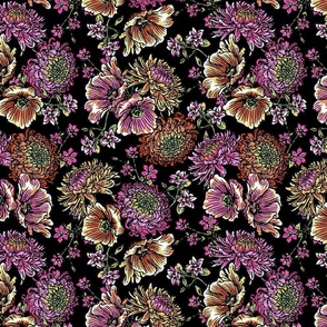 EMILY PAINTED TROPICAL FLORAL- BLACK SML