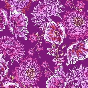 EMILY PAINTED TROPICAL FLORAL- PURPLE LRG