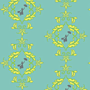 Flight of the Poppins Damask