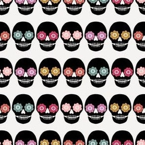 Modern Whimsical Skulls with Colorful Flowers with White as Eyes - Medium