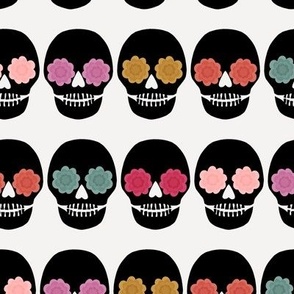 Modern Whimsical Skulls with Colorful Flowers as Eyes