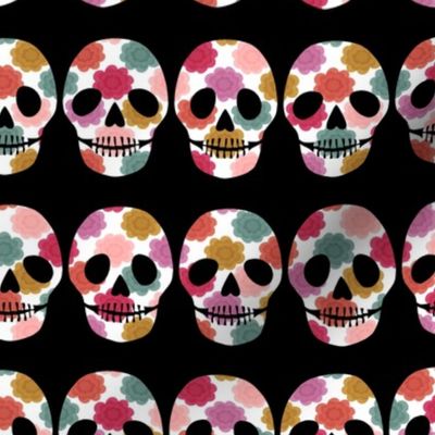 Sugar Skulls - Trendy Skulls Decorated with Pretty Flowers - 12x12 - Large