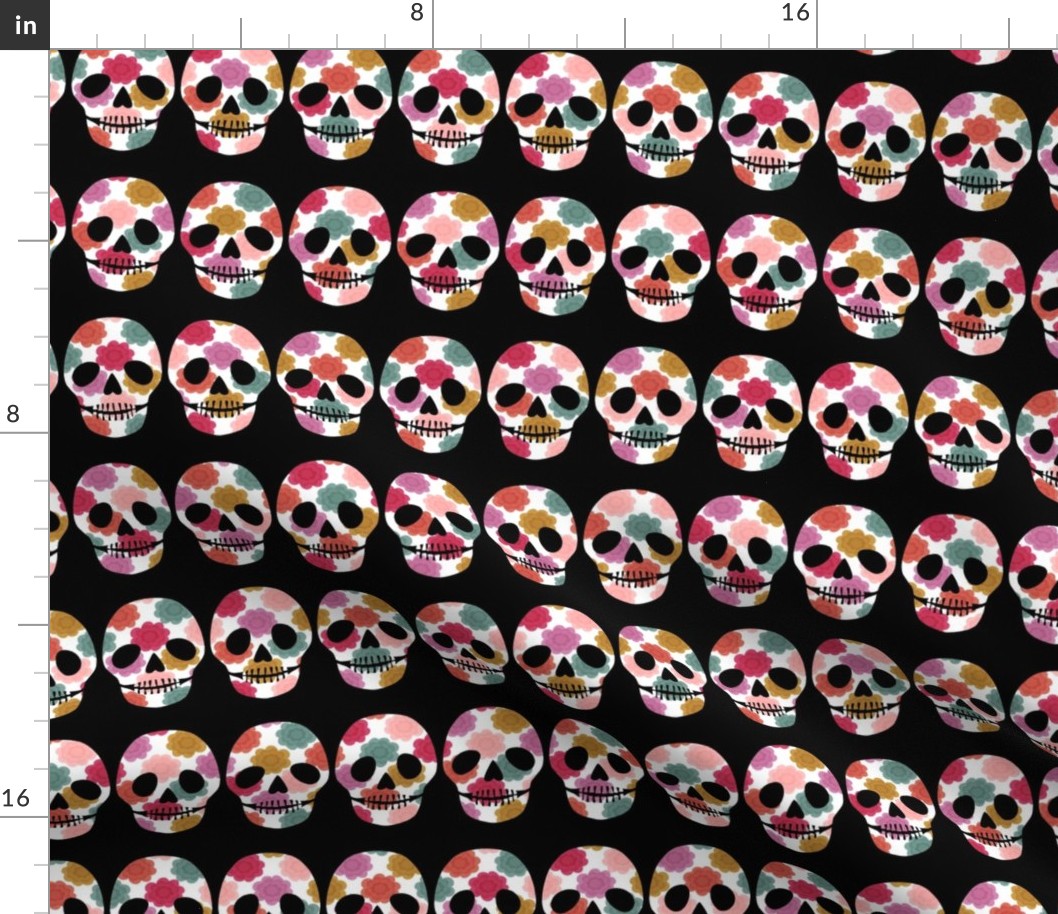 Sugar Skulls - Trendy Skulls Decorated with Pretty Flowers - 12x12 - Large