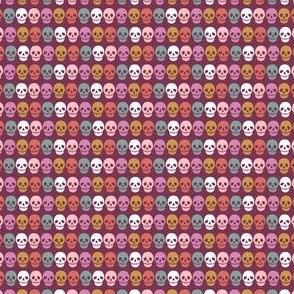 0.5 inch Colorful Rainbow Skulls on a Plum Purple Background - 1.5 x 1.5 inch repeat - extra small / micro