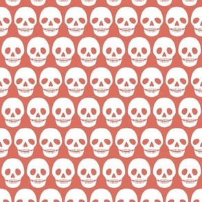 Lines of White Novelty Skulls on a Burnt Orange background - 12x12