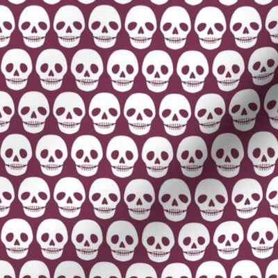 Lines of White Novelty Skulls on a Plum Purple background - 12x12