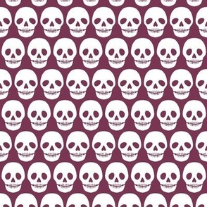 Lines of White Novelty Skulls on a Plum Purple background - 12x12