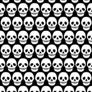 Lines of White Novelty Skulls on a Midnight Black background - 12x12