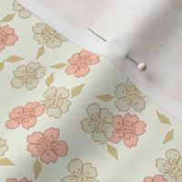 buttercup ditsy floral Sunset Peach, Cream and Beige