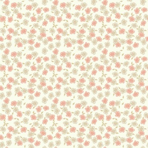 buttercup ditsy floral Sunset Peach, Cream and Beige