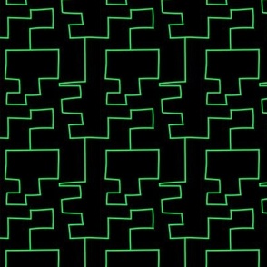 Lime Green Maze on Midnight Black Background